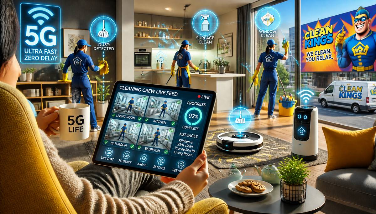 5G and Real-time Cleaning Service Monitoring: A Revolutionary and Amusing Tale